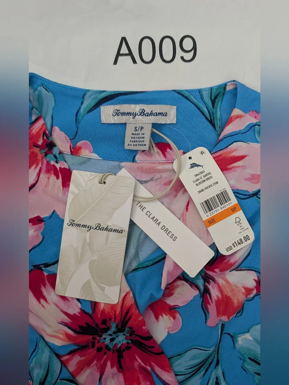 NWT Tommy Bahama Clara St Barts Blue Floral Faux Wrap-Front  Dress Sz SP.